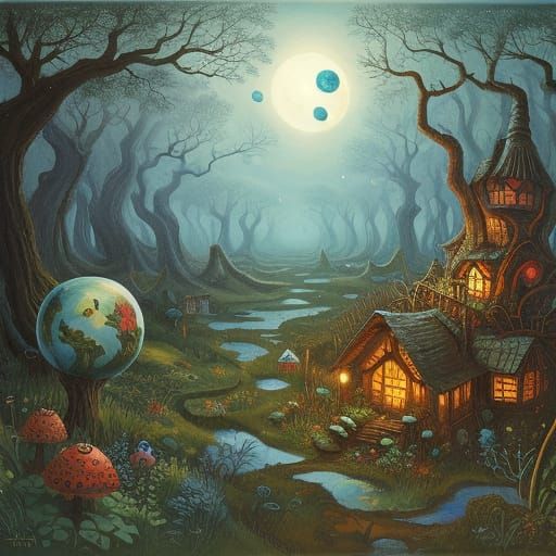 Whimsical Microbes in Enchanted Forest