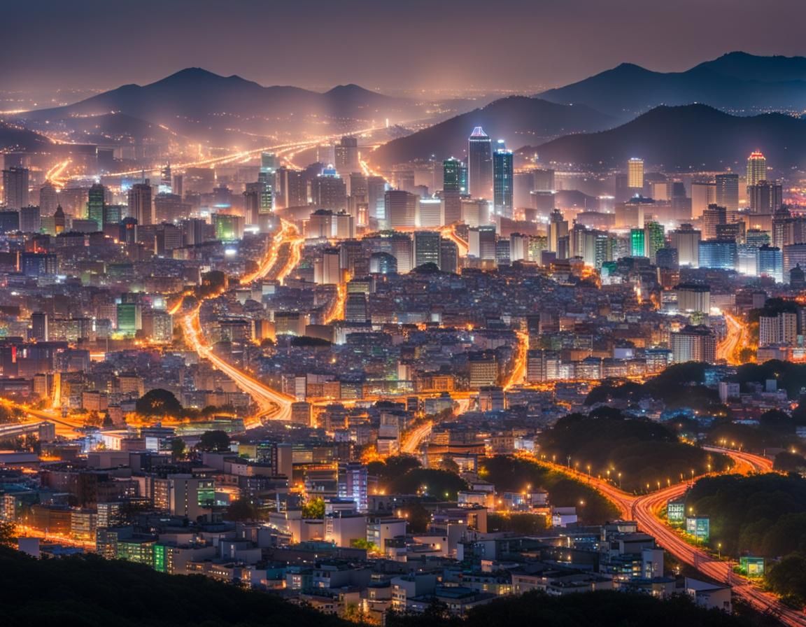 South Korean Hyesan City View in Sharp Focus