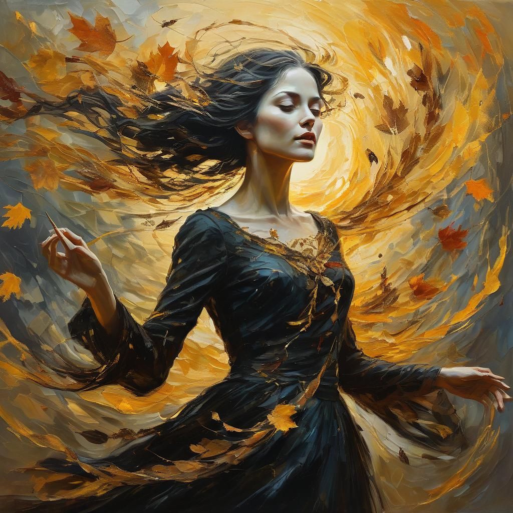 Autumn Vampire Silhouette in Rich, Golden Light