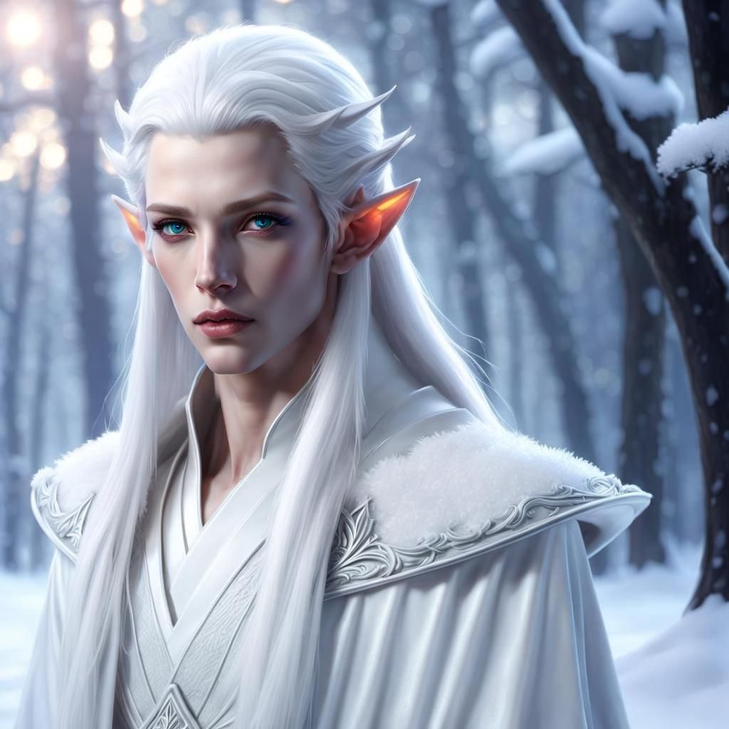 Icy Elf Lord in Winter, Dark Fantasy Concept Art