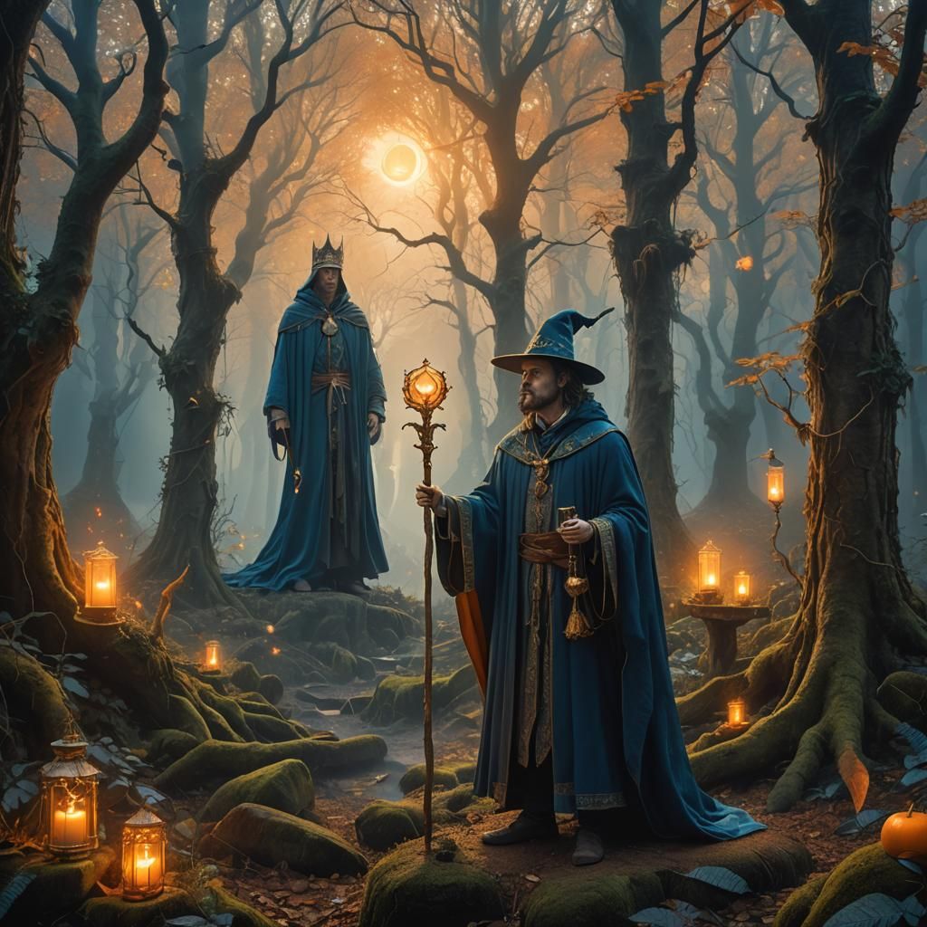 Mystical Magician in an Ancient Forest