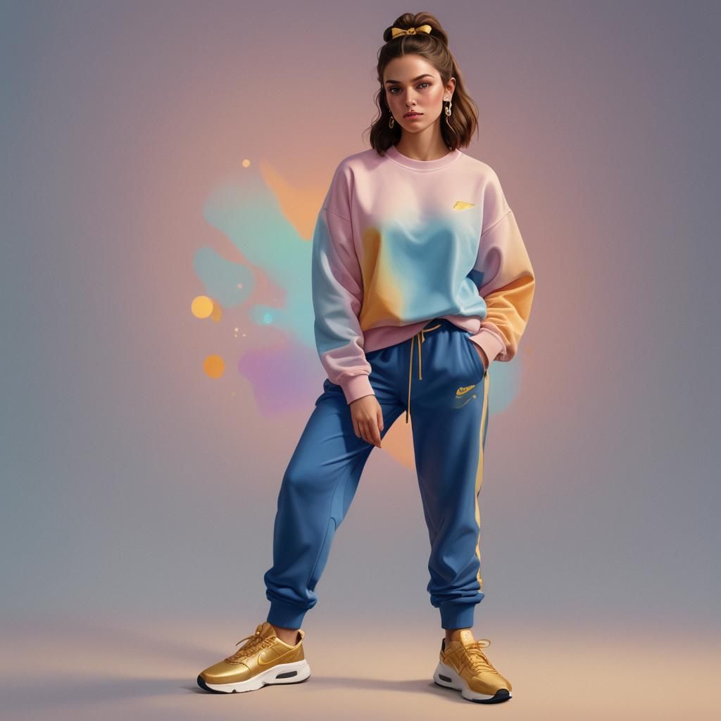 Hyperrealistic Portrait of a Girl in Colorful Lighting