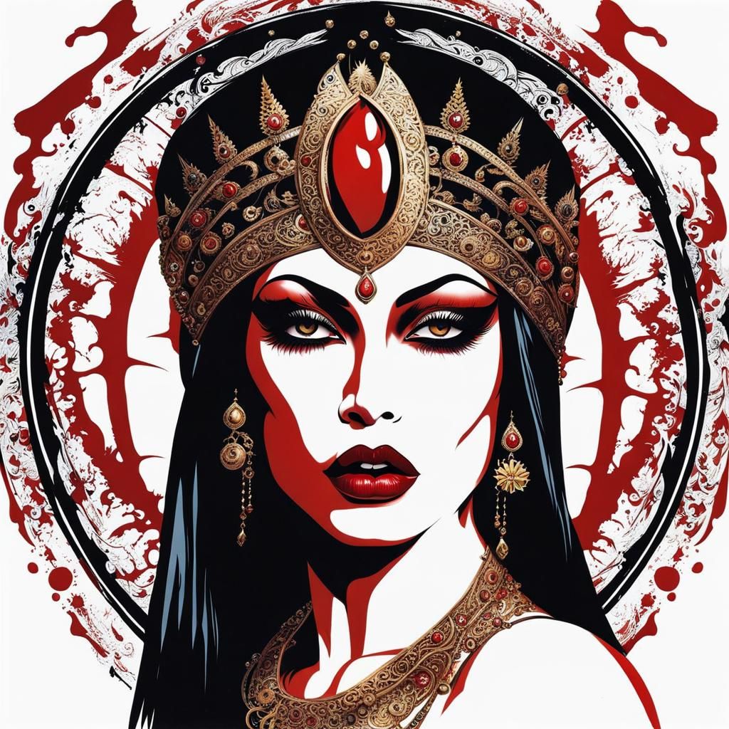 Queen Akasha Inspired Portrait with Red Lips