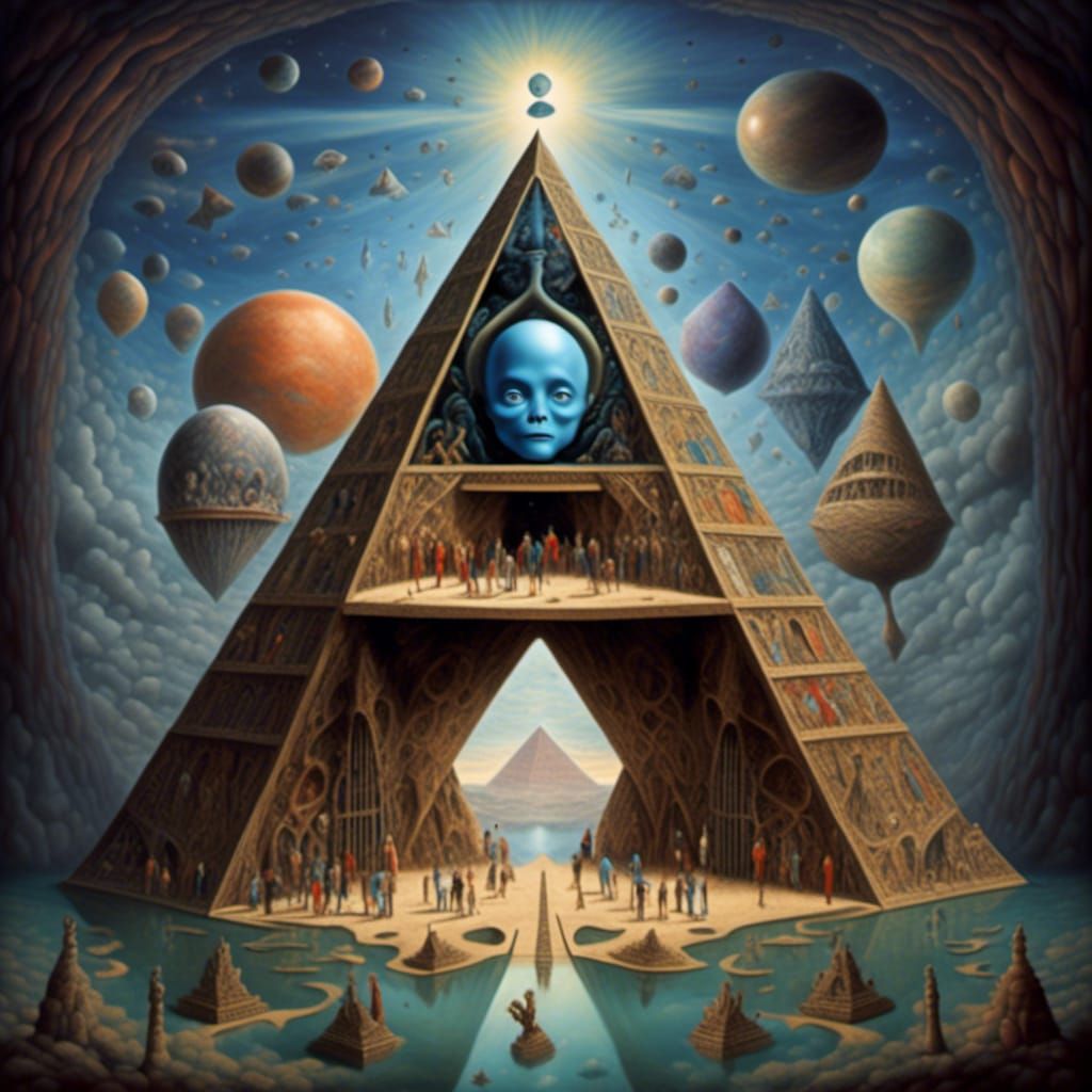 Surreal Alien Pyramid Portal in Psychedelic Style