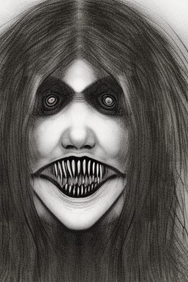 Surreal Horror Portrait of a Woman in Darkness