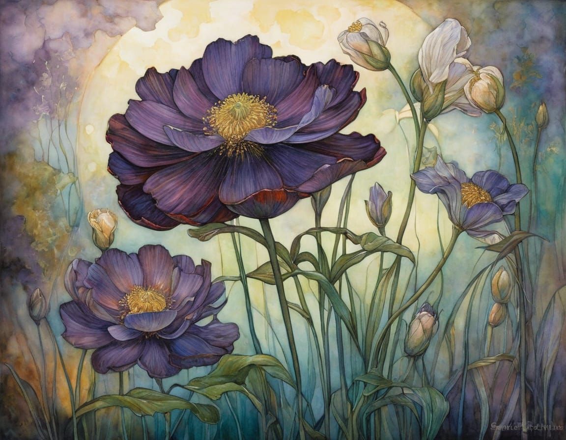 Surreal Portrait in Art Nouveau Style