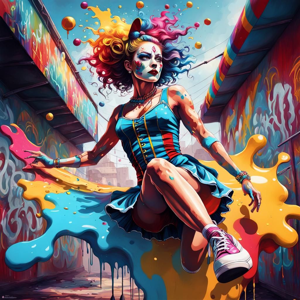 Colorful Circus Outfit in Graffiti Art Style