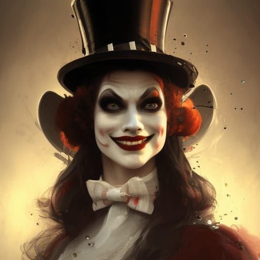Elegant Female Clown in Dark Fantasy Style