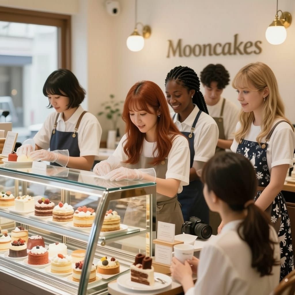 Tokyo Patisserie Staff Working Together in Cozy Cafe