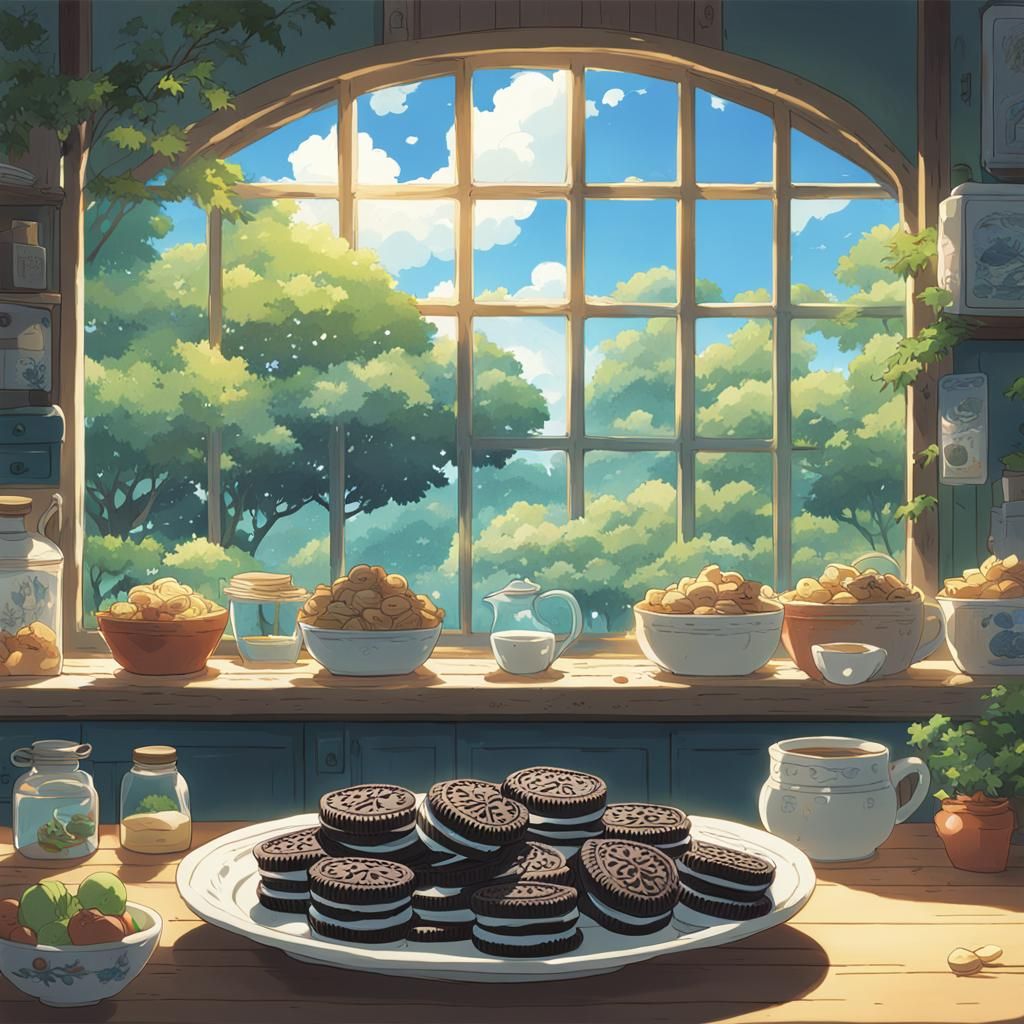 Oreo Snack in Studio Ghibli Anime Style