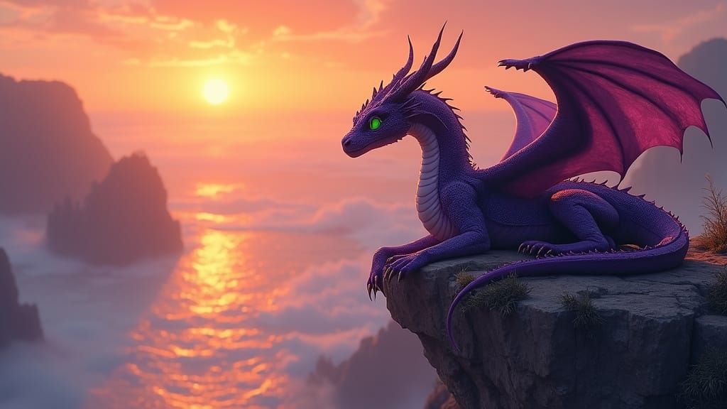 Dragon Watching a Melting Sunrise