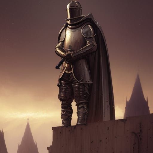 Hyperdetailed Teutonic Knight in Retrofuturistic Style