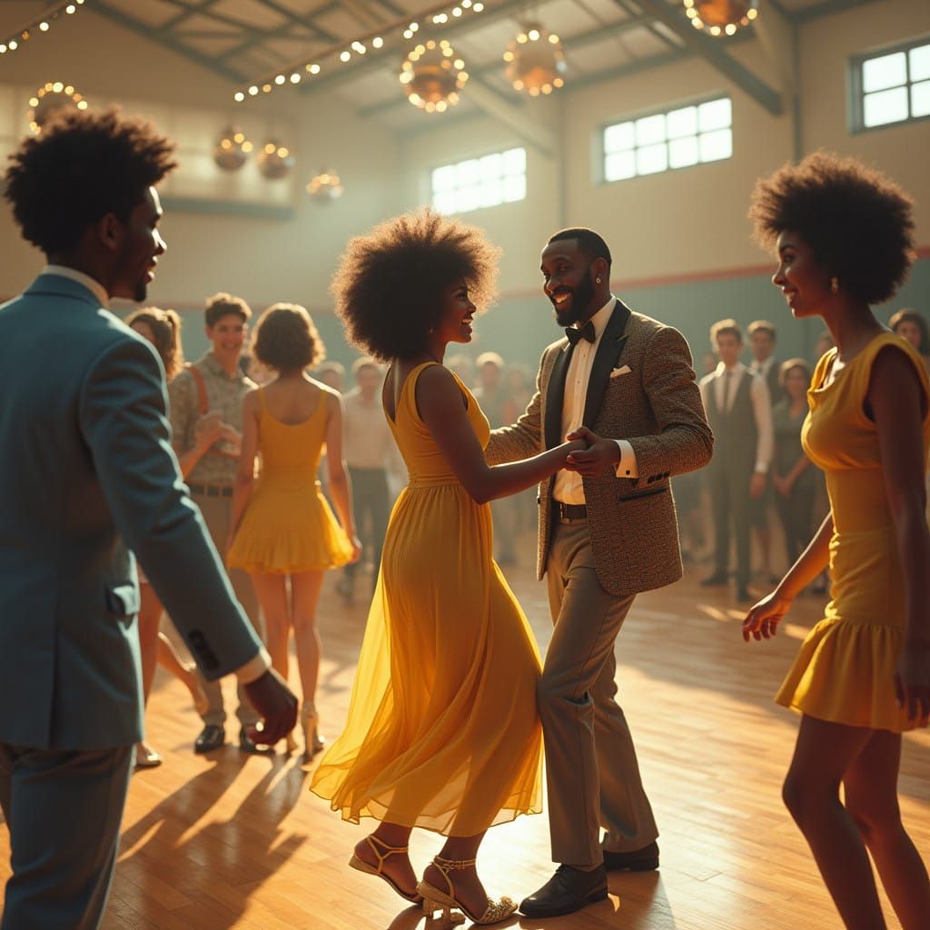 Vintage High School Dance Memories in a Retro Gymnasium