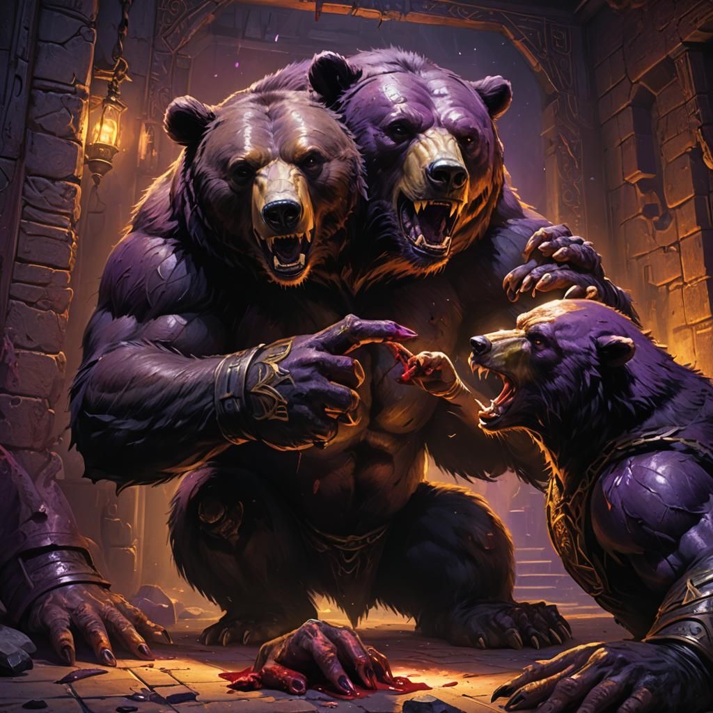 Dark Fantasy: Bear and Wrestler's Eerie Feast