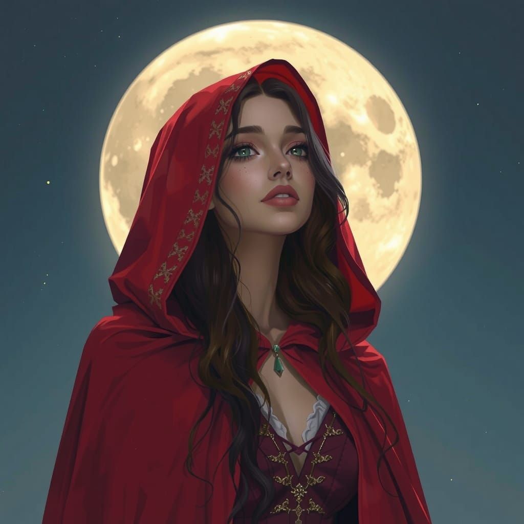 Mysterious Sonata in Moonlight Under Red Hood