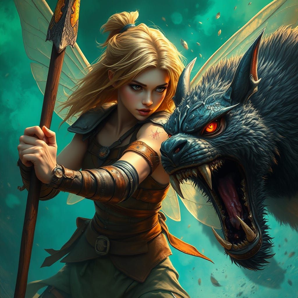 Battle Fairy Charges Forward with Spear in Hand