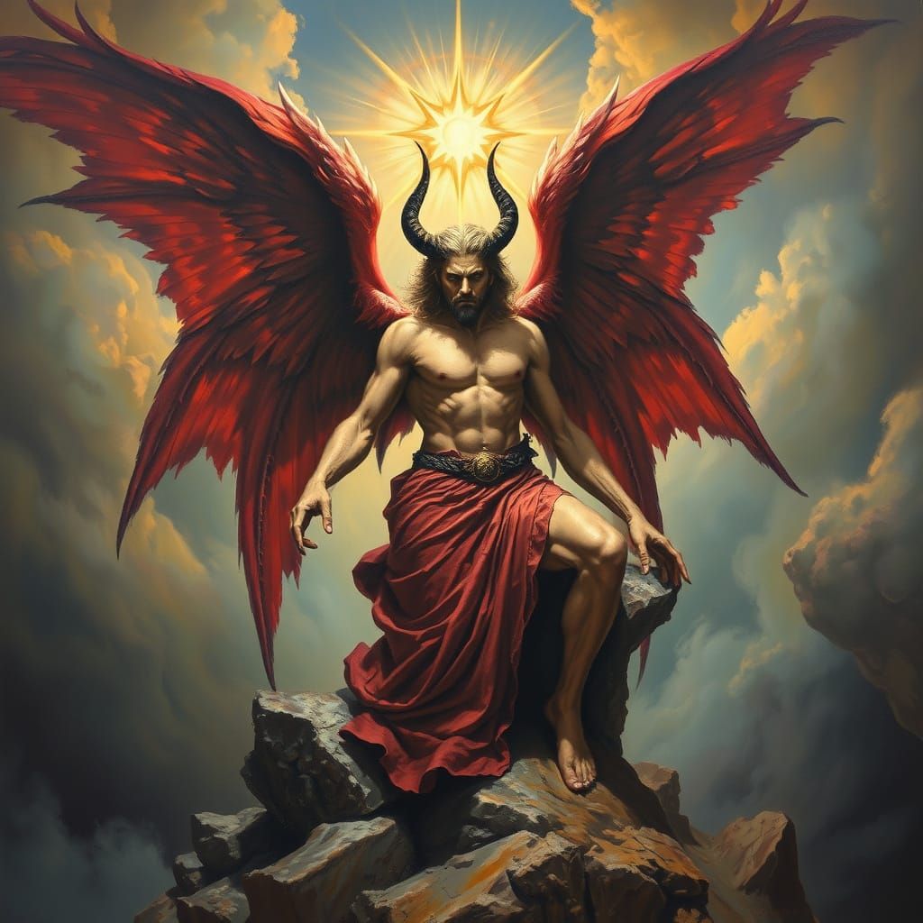 Lucifer Morningstar: Fallen Angel Oil Painting