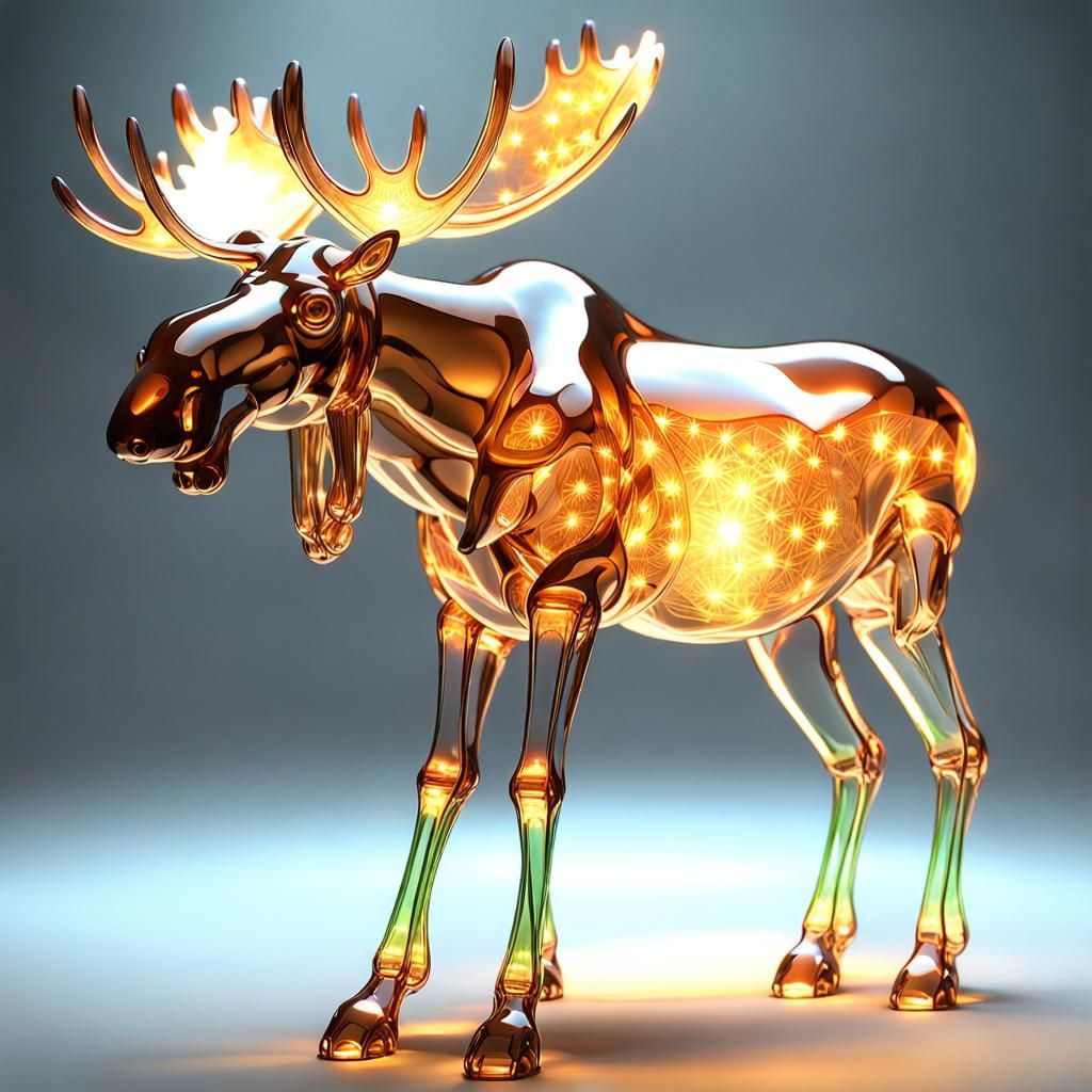 Crystal Moose Radiating Golden Light