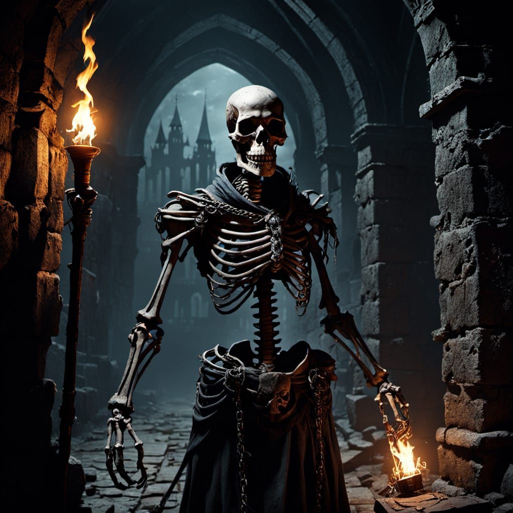 Skeleton Slave in Dark Castle Dungeon