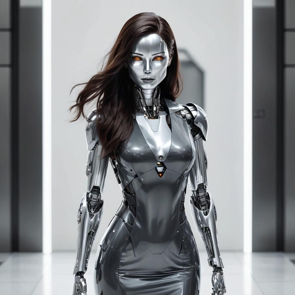 Futuristic Cybernetic Woman in Cyberpunk Comic Art