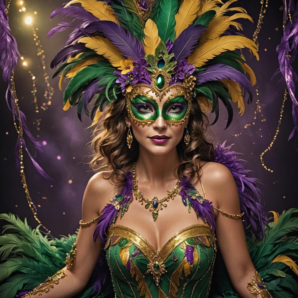 Mardi Gras Woman in Volumetric Lighting