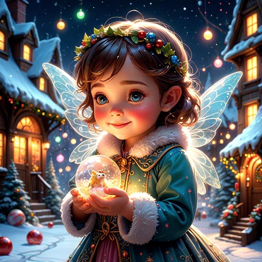 Whimsical Christmas Wonderland with Glass Fairy and Adorable...