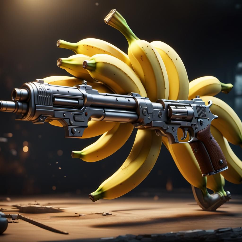 Banana Double Guns in 3D Game Style