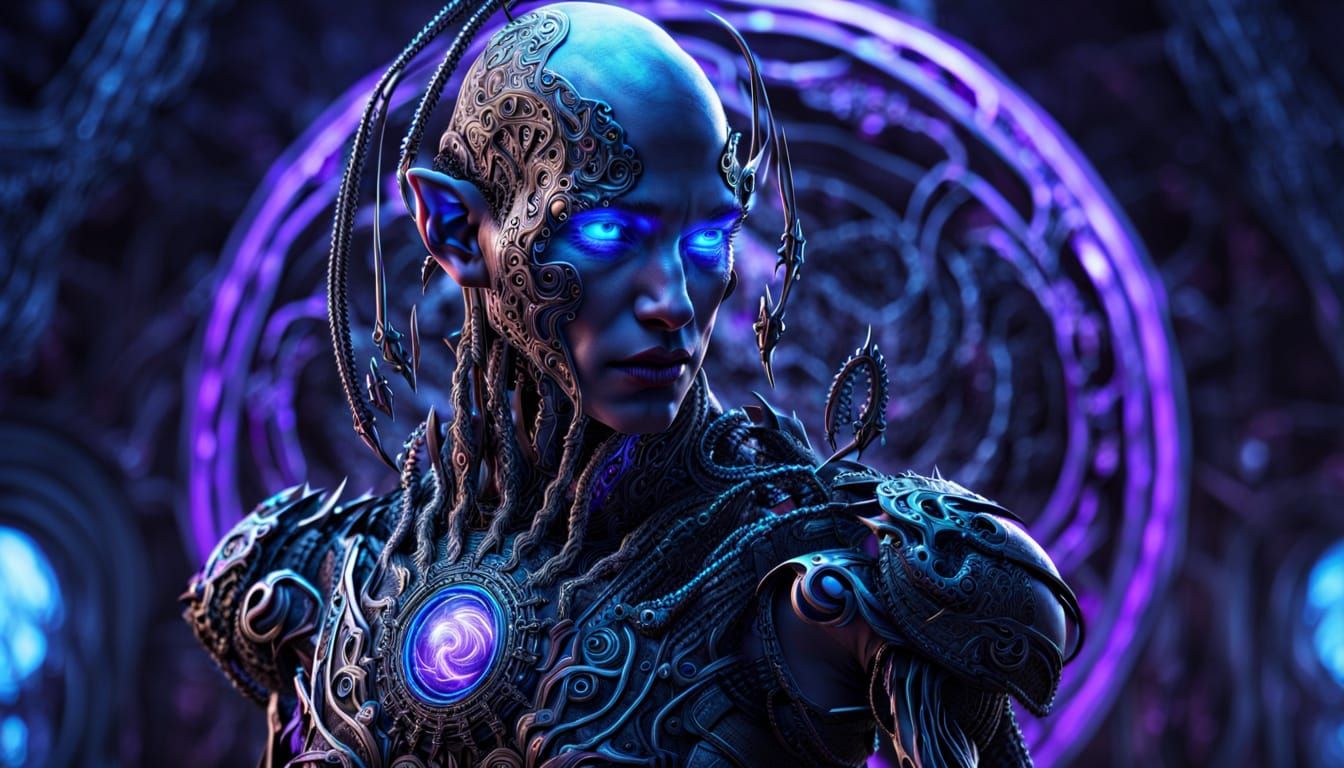 Epic Cyborg in Dark Fantasy Art