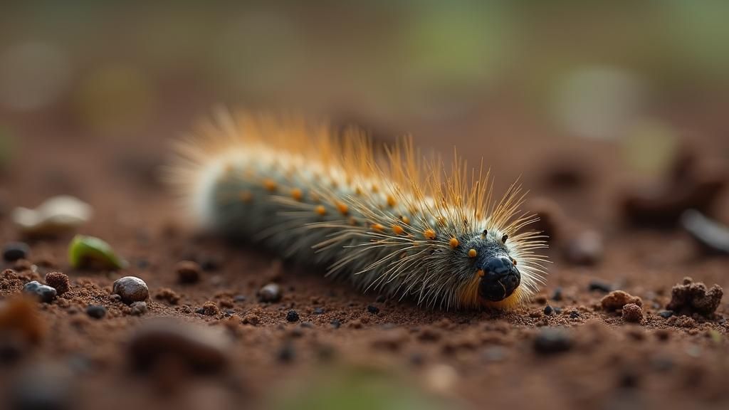 Pine Caterpillar Crawling: Impressionistic Naturalism