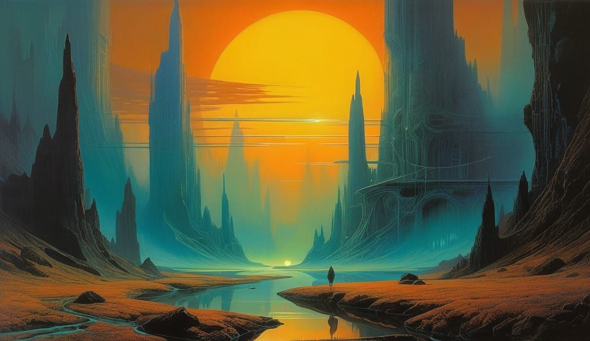 Ethereal Myconoid Bridge in a Dreamlike, Alien Landscape