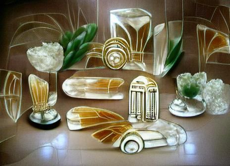Vintage Sepia Crystal Glassware in Art Deco Style
