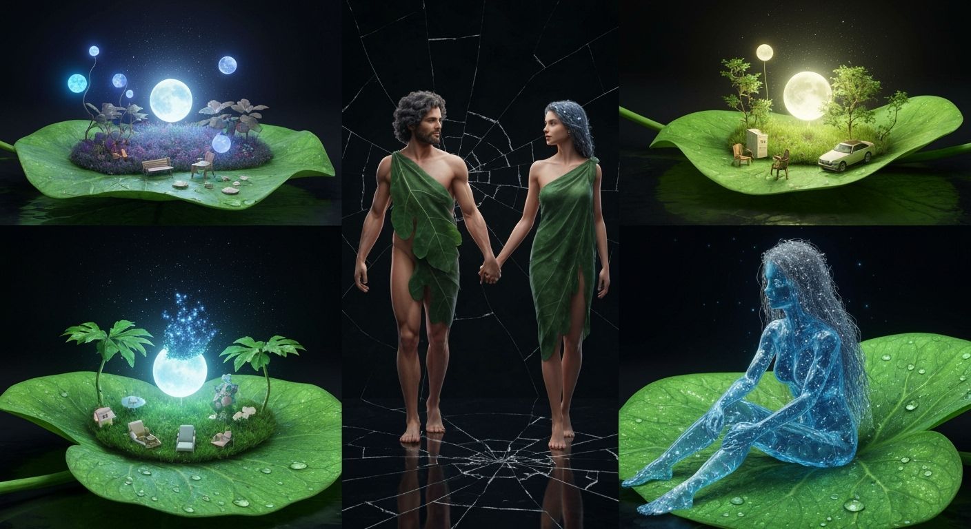 First Man and Woman in Mirror Labyrinth