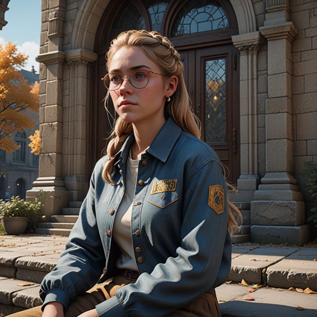 Surreal Academic Scene in a Cyberpunk Aesthetic