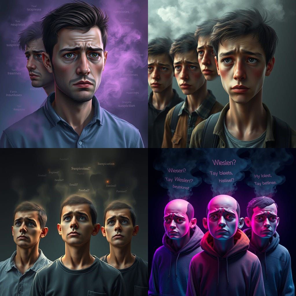 Worried People with Suspicious Thoughts in Ethereal Mist