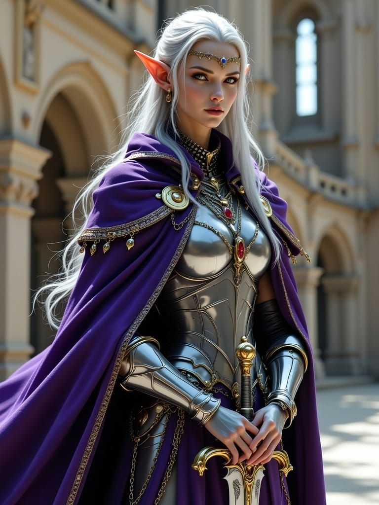 Hyperrealistic High Elf King Guard in Armor