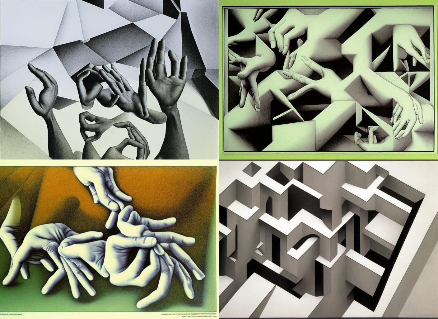 M.C. Escher Style Hands Optical Illusion