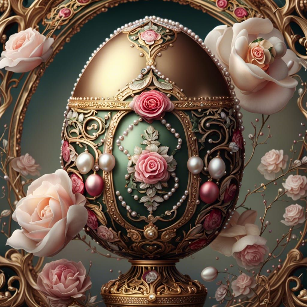 Rose and Pearl Faberge Egg: Digital Matte Painting