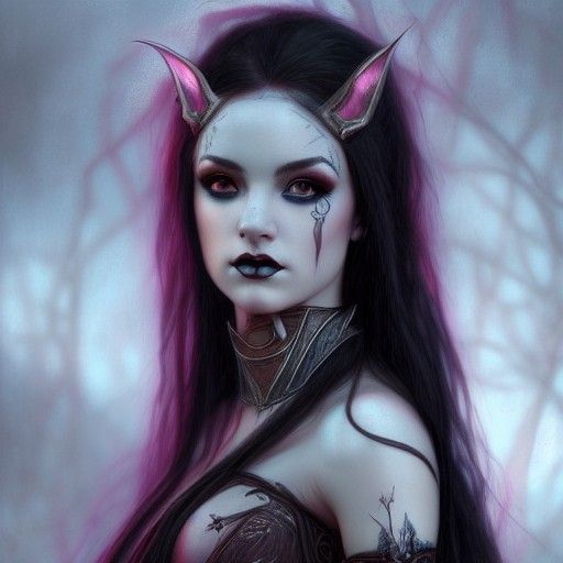 Gothic High Elf Portrait in Synthwave Style