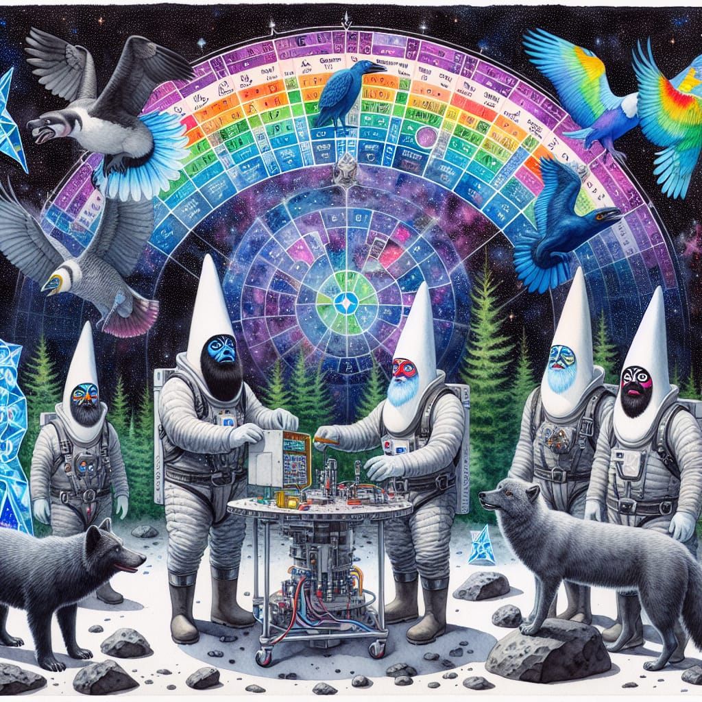 Goth Clowns Terraforming Asteroid as Watercolor Painting