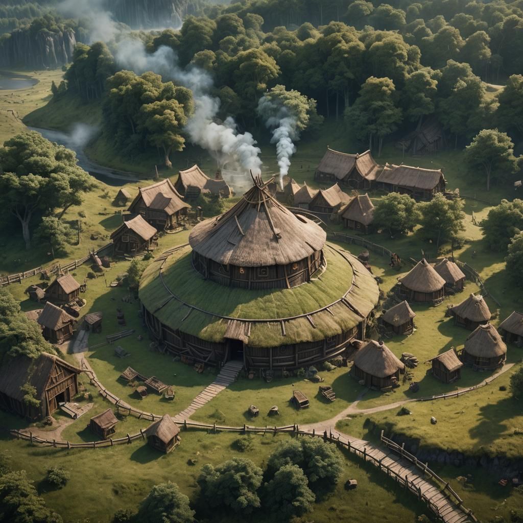 Fantastical Medieval Viking Village Concept Art