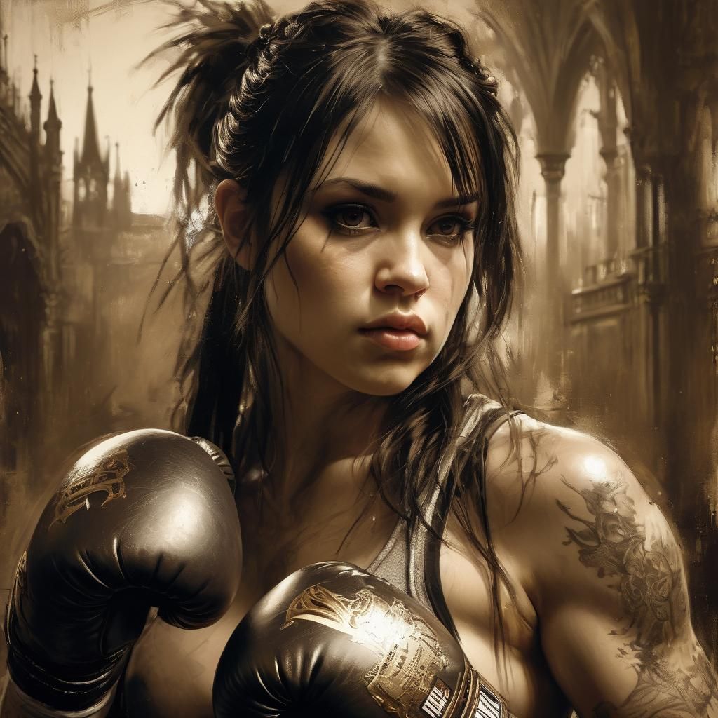 Close-up Gothic female boxer