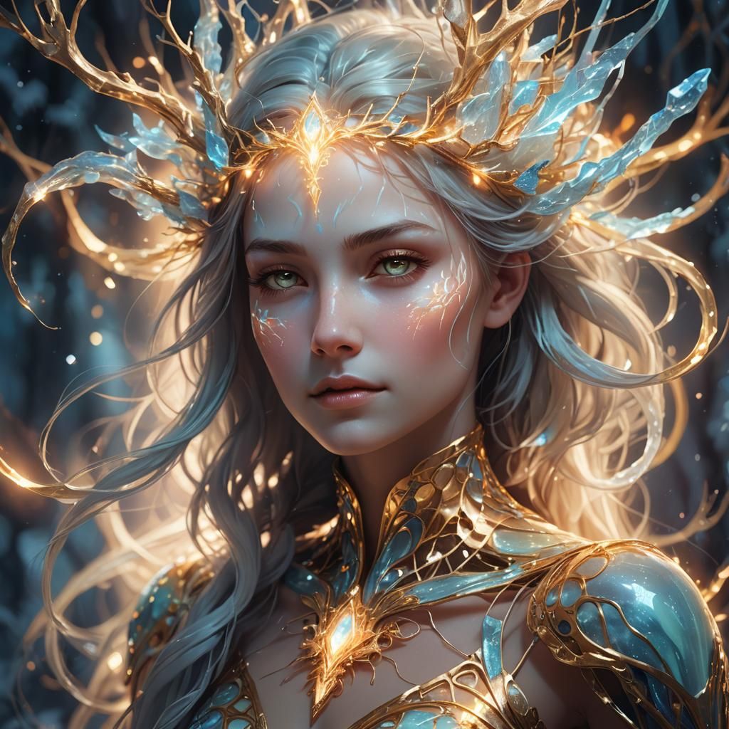 Bioluminescent Portrait: Frostkinder in Dreamlike Colors