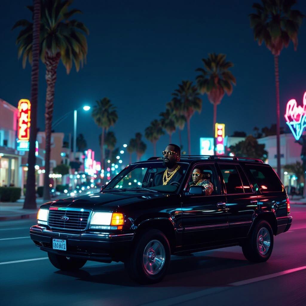 Los Angeles Boulevard at Night in Cinematic Style