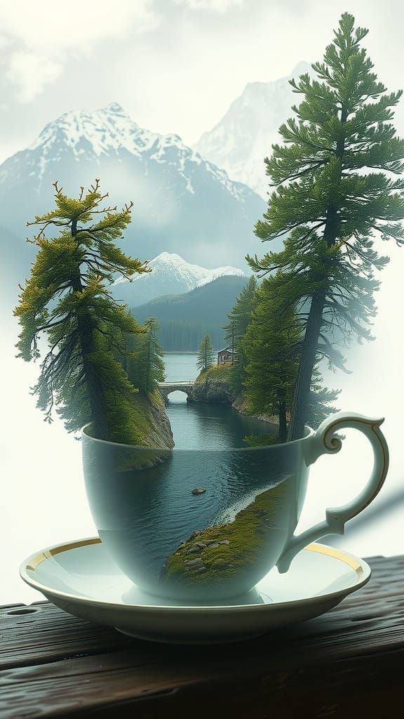 Ethereal Sweden Coast Landscape in a Teacup, Cinematic Film ...