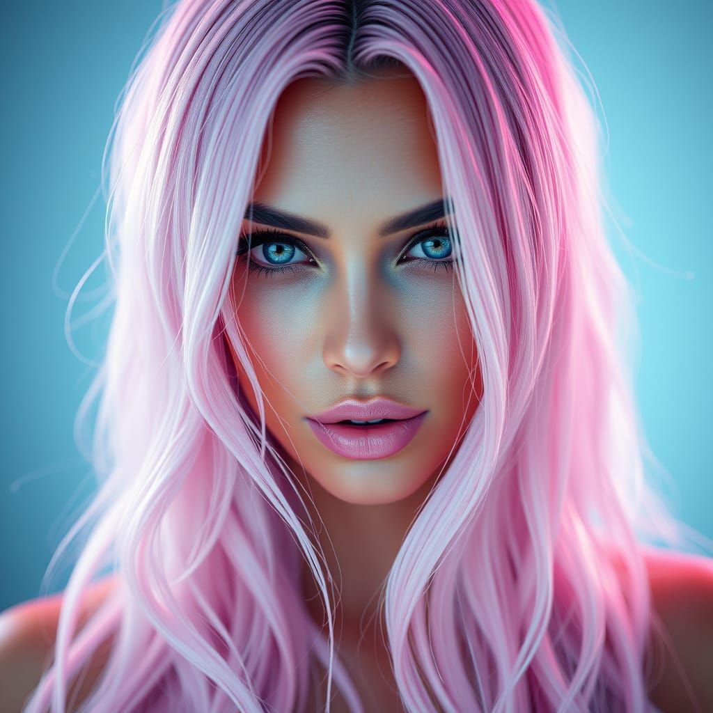 Pastel Pink Goddess in Hyperrealistic Portrait