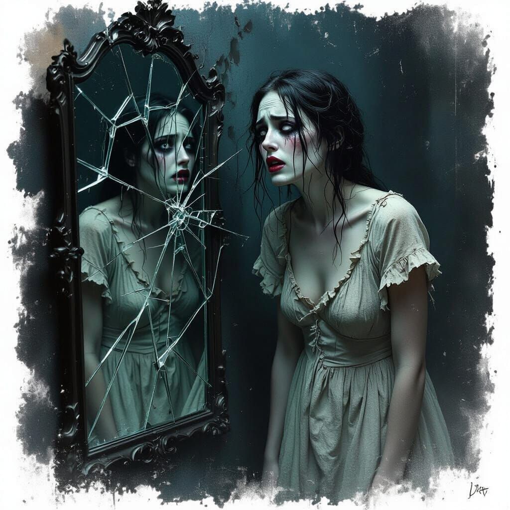 Woman's Horror Reflected: Surreal Dark Mystical Art