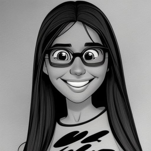 Charming Girl with Glasses: 3D Digital Art