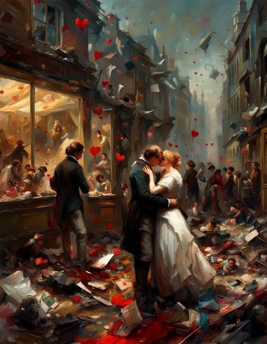Love and Chaos: Hyperdetailed Oil Painting