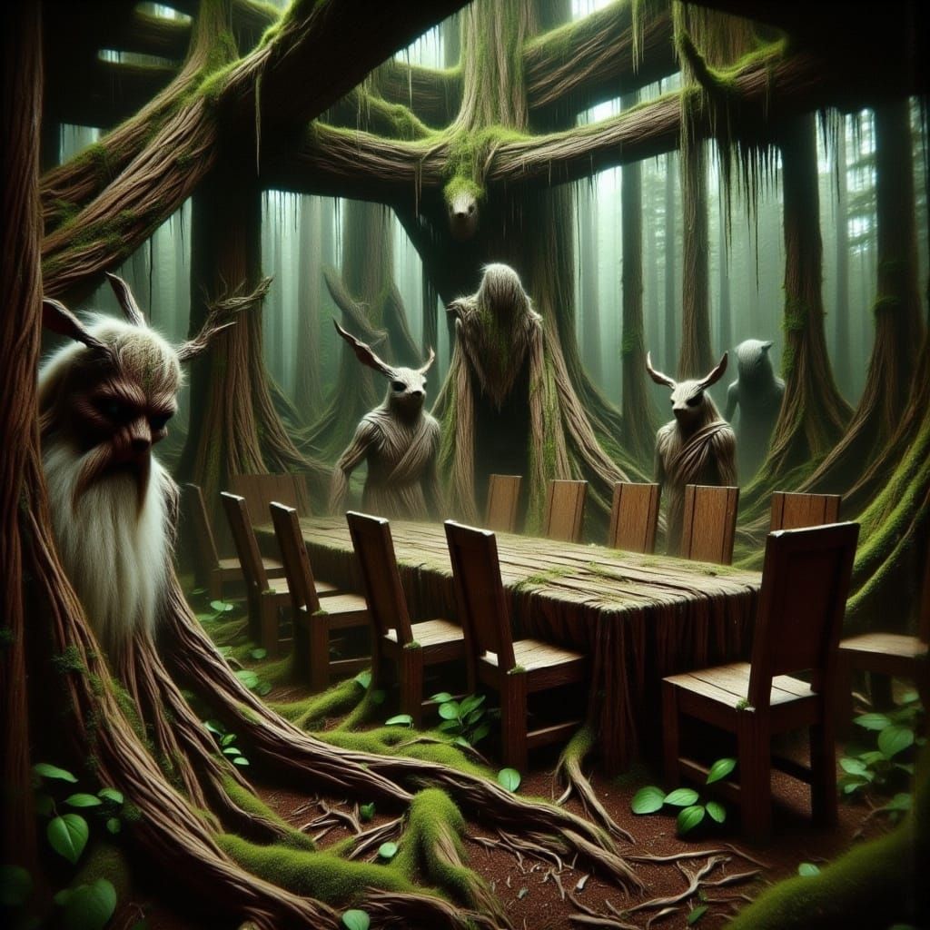 Tree Spirit Dinner Party in Summer Rain