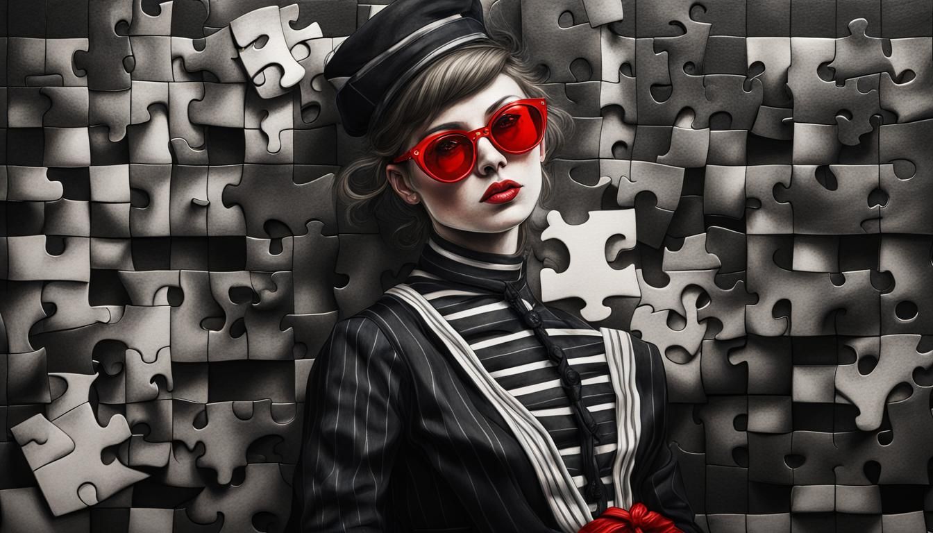 Jigsaw puzzle pieces, Half finished jigsaw puzzle of a beaut...